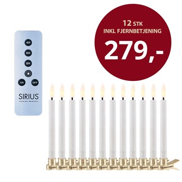 Sirius Sille Juletræslys 12 stk. inklusiv 1 stk. Sirius fjernbetjening H 11 x Ø 1,2 cm SIR36220 SB